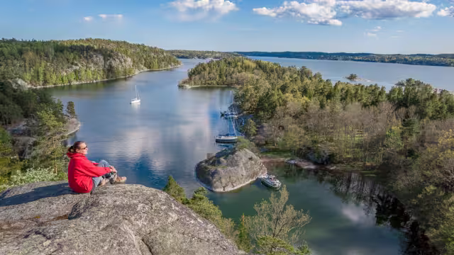 aerial view on Napoleon viken, a famous bay in the Stockholm Skerry garden, Sweden