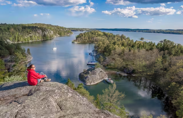 aerial view on Napoleon viken, a famous bay in the Stockholm Skerry garden, Sweden