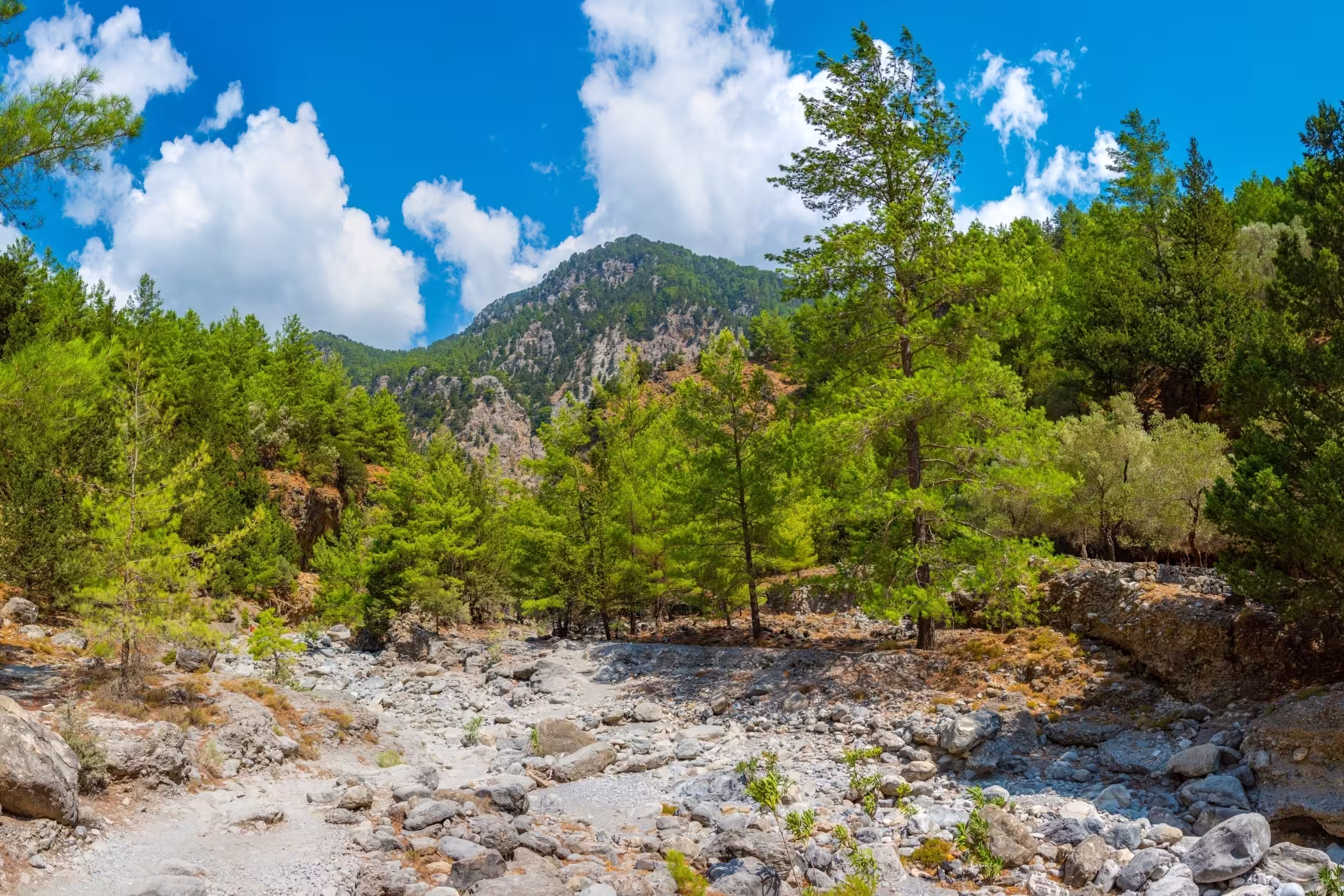 Samaria gorge at Greek island Crete.