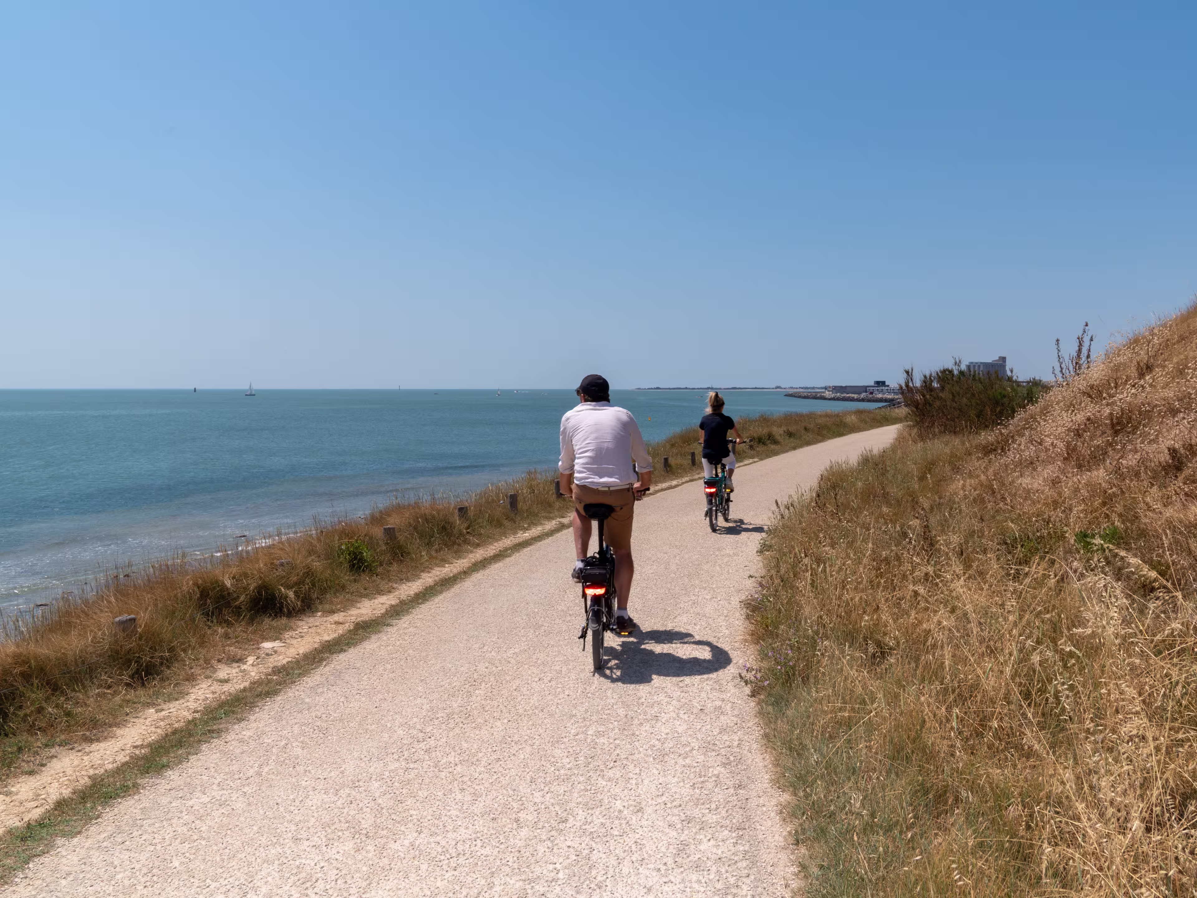 bike path on the beach of La Rochelle Charente in France