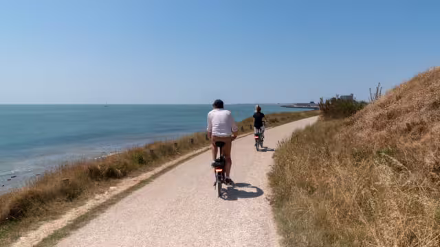 bike path on the beach of La Rochelle Charente in France