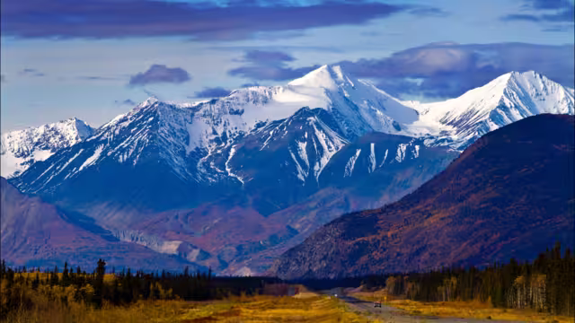Scenic view on the drive from Whitehorse to Haines Junction, Yukon Territories, Canada.