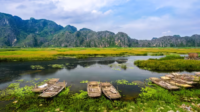 Natural Reserve of Van Long wetlands - areas lagoon Van Long