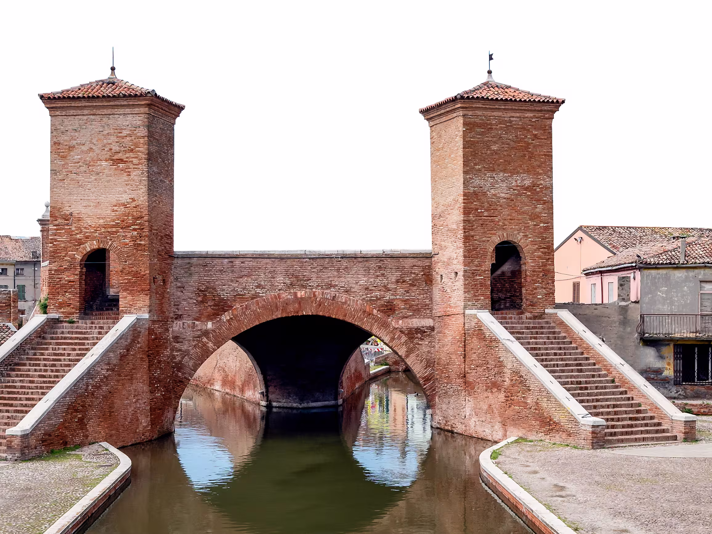 Comacchio isolated on white background. It is a town of Emilia Romagna, Italy, in the province of Ferrara