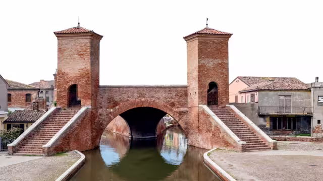 Comacchio isolated on white background. It is a town of Emilia Romagna, Italy, in the province of Ferrara