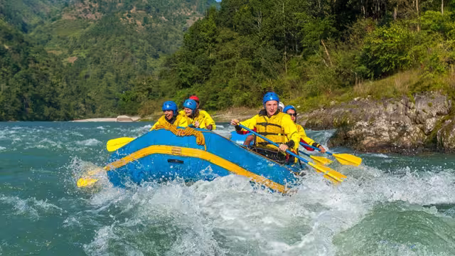 Travellers white water rafting on Tripoli River, Nepal