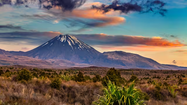 New Zealand, North Island. Tongariro National Park, Mt Ngauruhoe (active volcano)