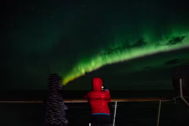 The Aurora Borealis over East Greenland