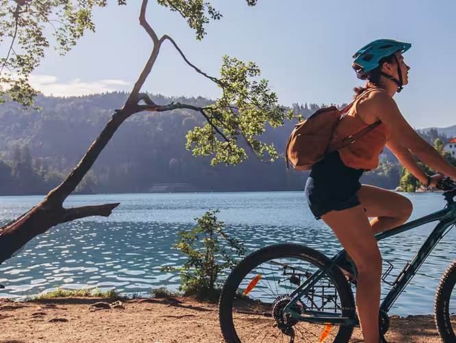 Cycling around Lake Bled, Slovenia