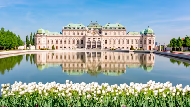 Upper Belvedere palace and gardens in spring, Vienna, Austria