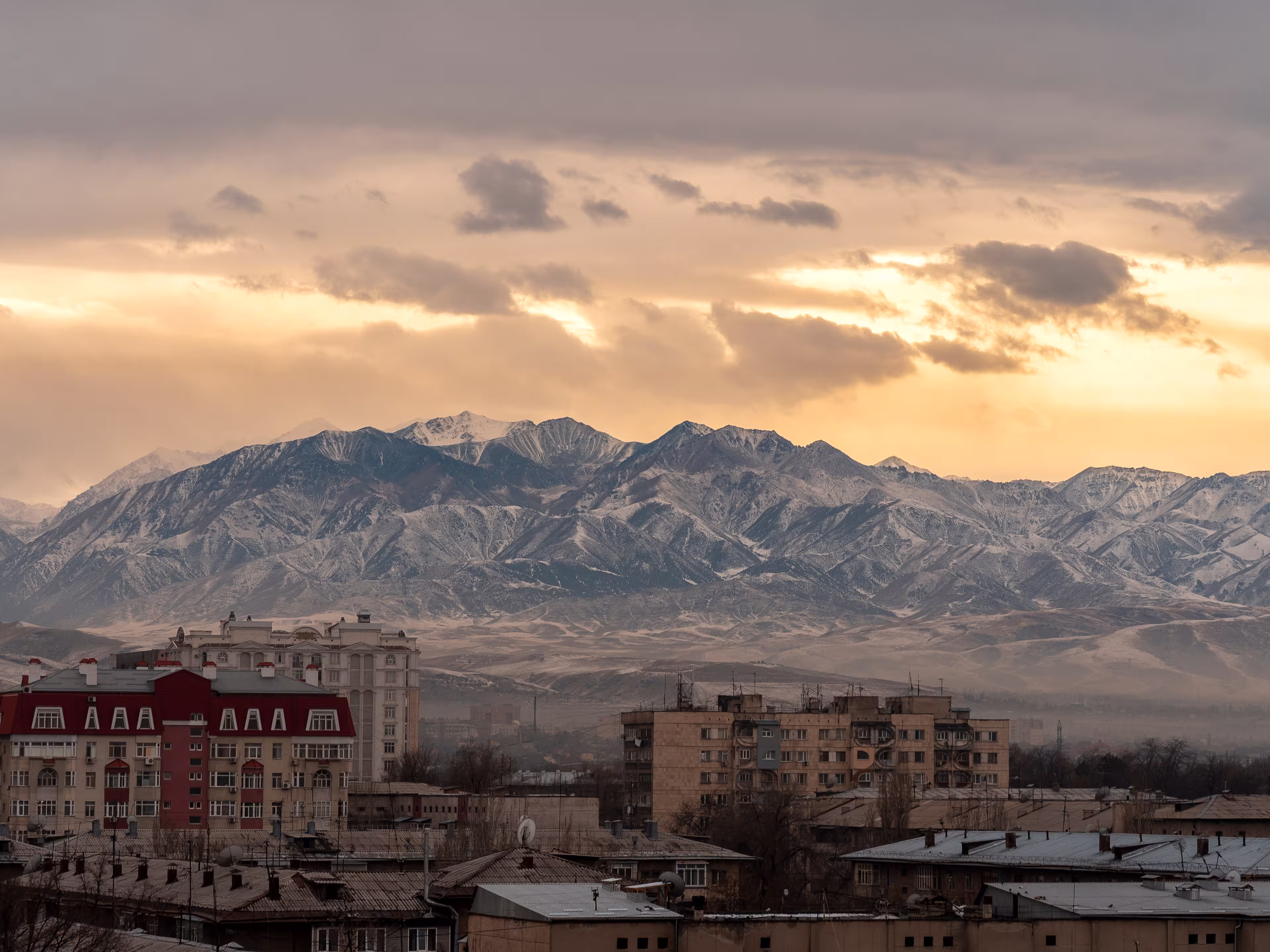 Panorama of mountains near Bishkek Kyrgyzstan