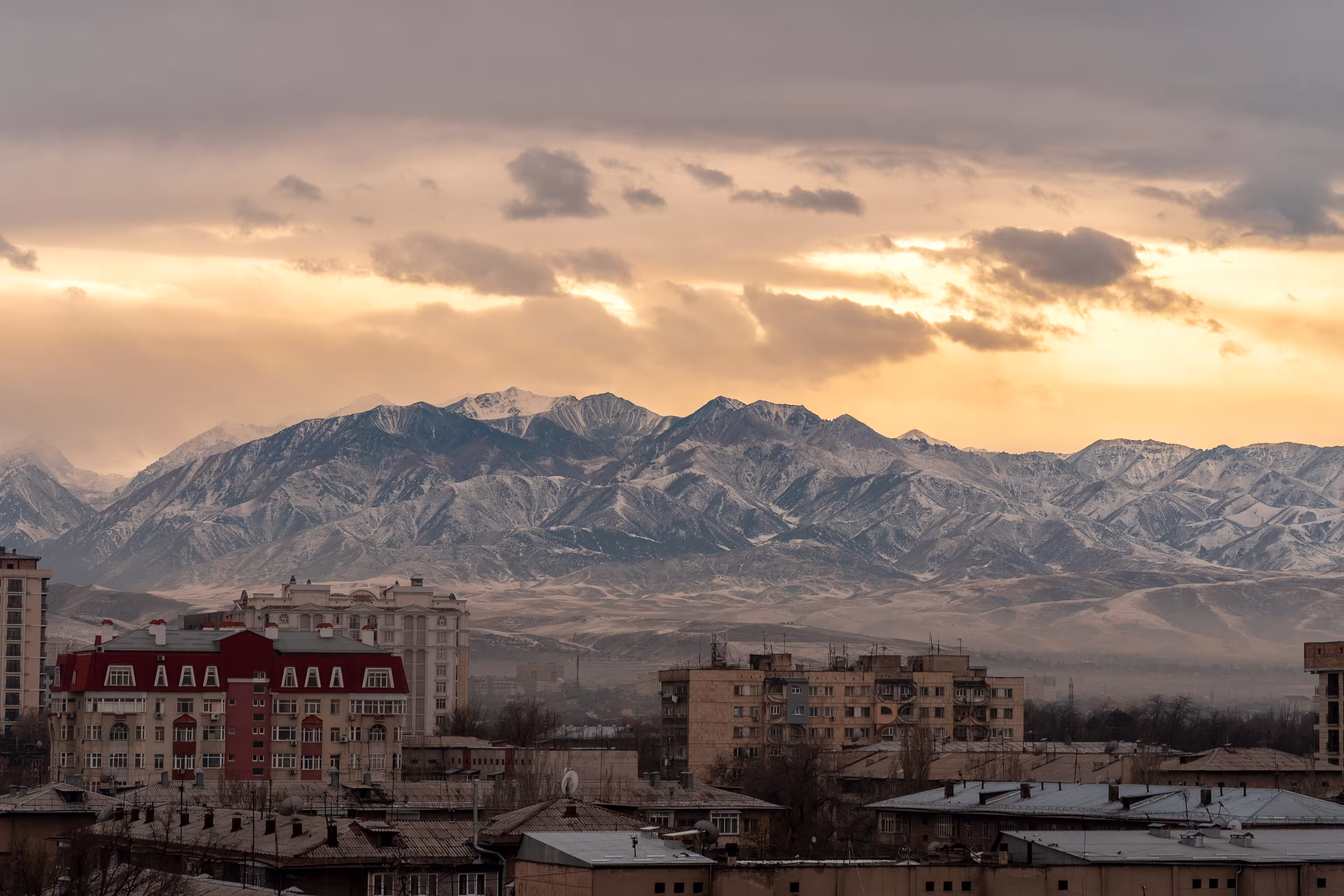 Panorama of mountains near Bishkek Kyrgyzstan