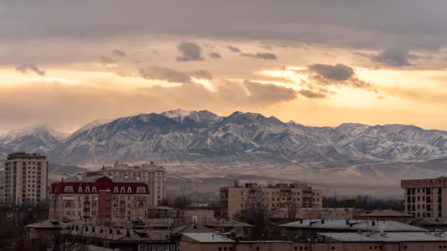 Panorama of mountains near Bishkek Kyrgyzstan