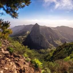 View of the beautiful Roque de Agando on the Canary Island of La Gomera