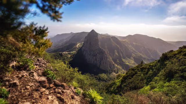 View of the beautiful Roque de Agando on the Canary Island of La Gomera