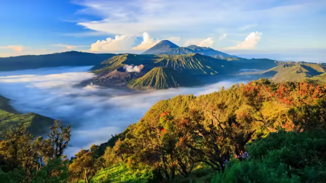 Bromo vocalno at sunrise, East Java, , Indonesia