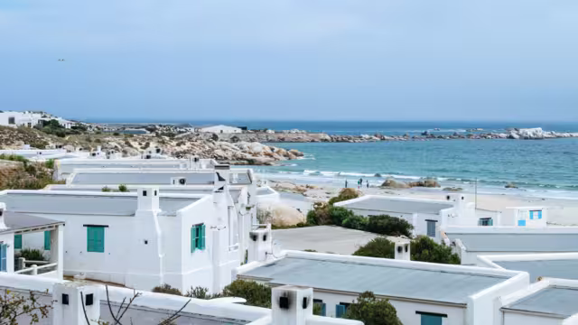 The picturesque town Paternoster with its white houses by the beach on the Western Cape of South Africa