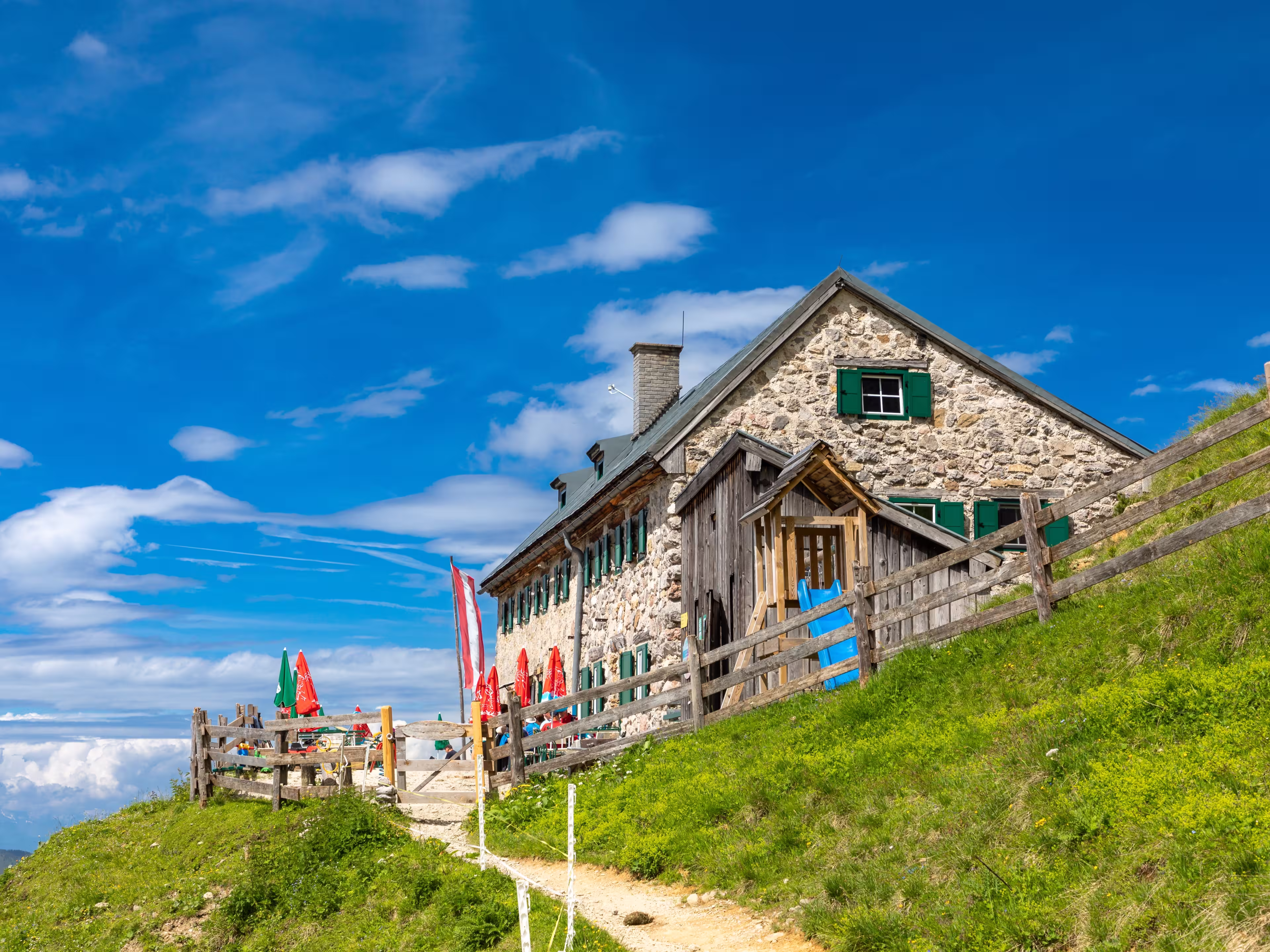 Suedwandhuette, South face hut at Dachstein mountains near Ramsau, Styria, Austria