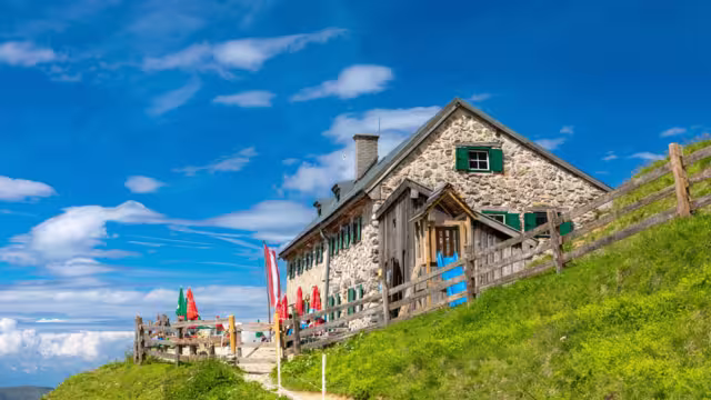 Suedwandhuette, South face hut at Dachstein mountains near Ramsau, Styria, Austria