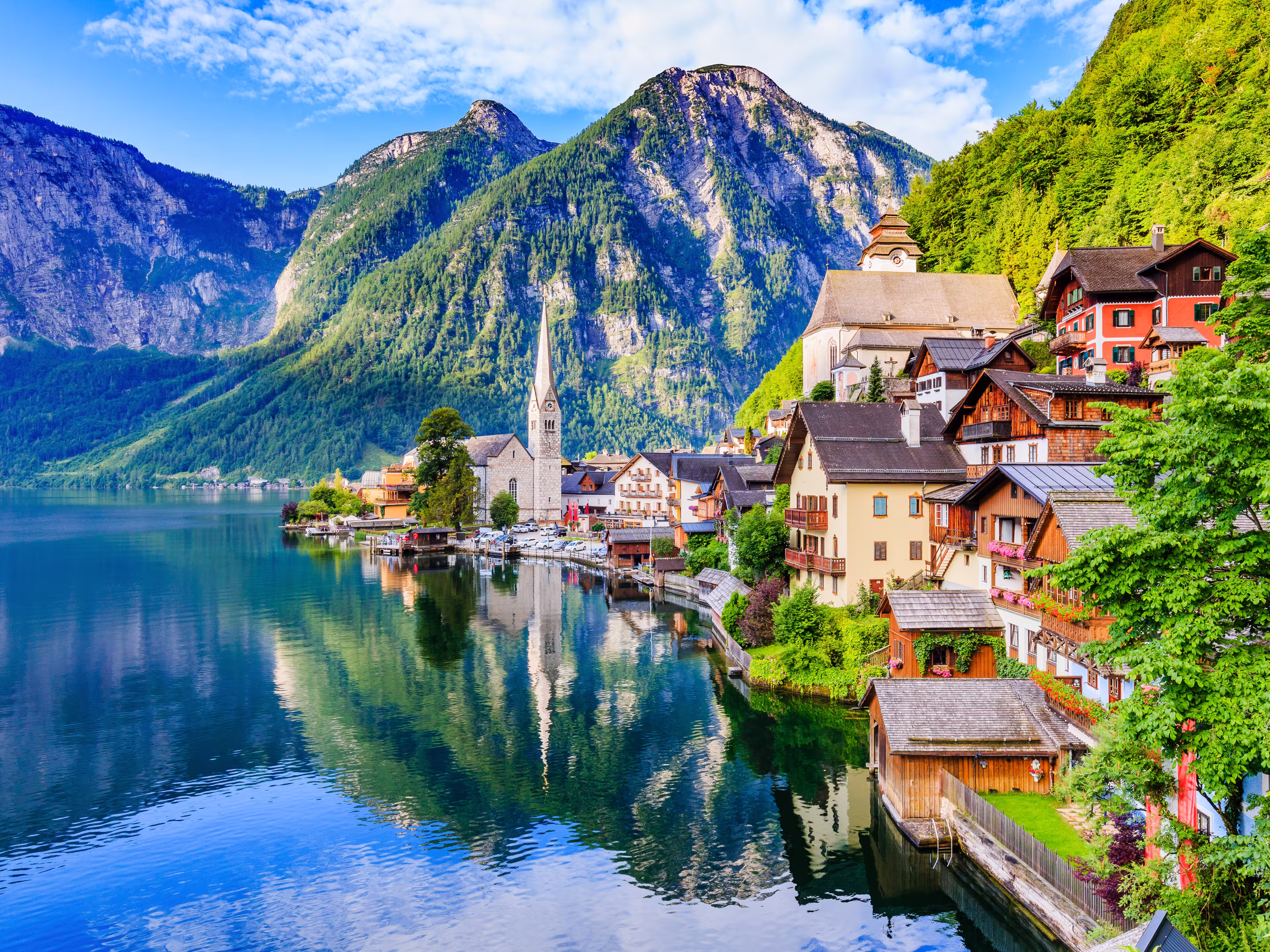 Hallstatt, Austria. Mountain village in the Austrian Alps.