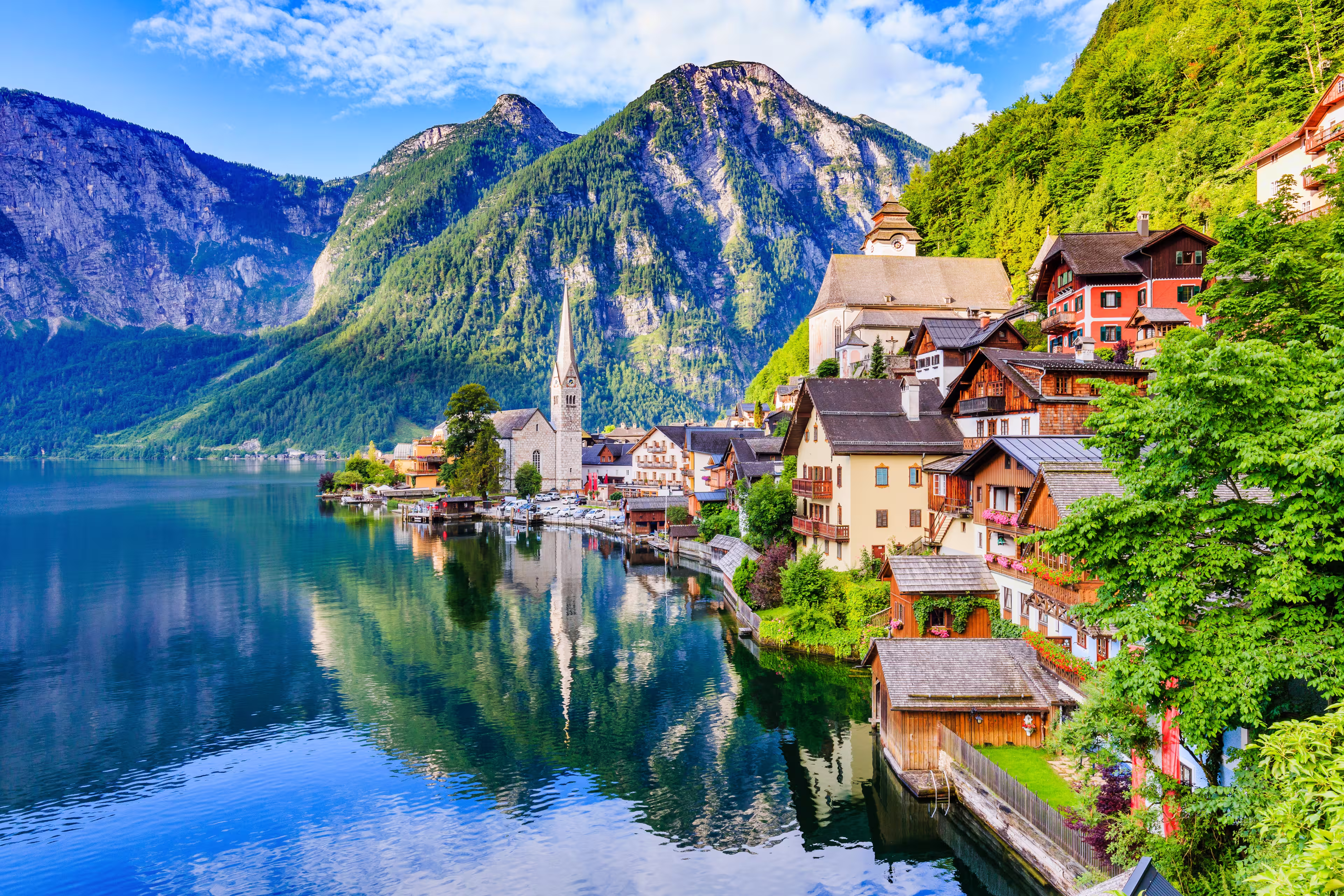 Hallstatt, Austria. Mountain village in the Austrian Alps.
