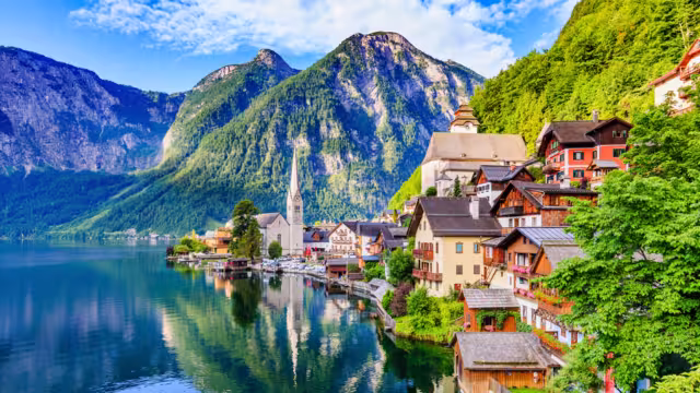 Hallstatt, Austria. Mountain village in the Austrian Alps.