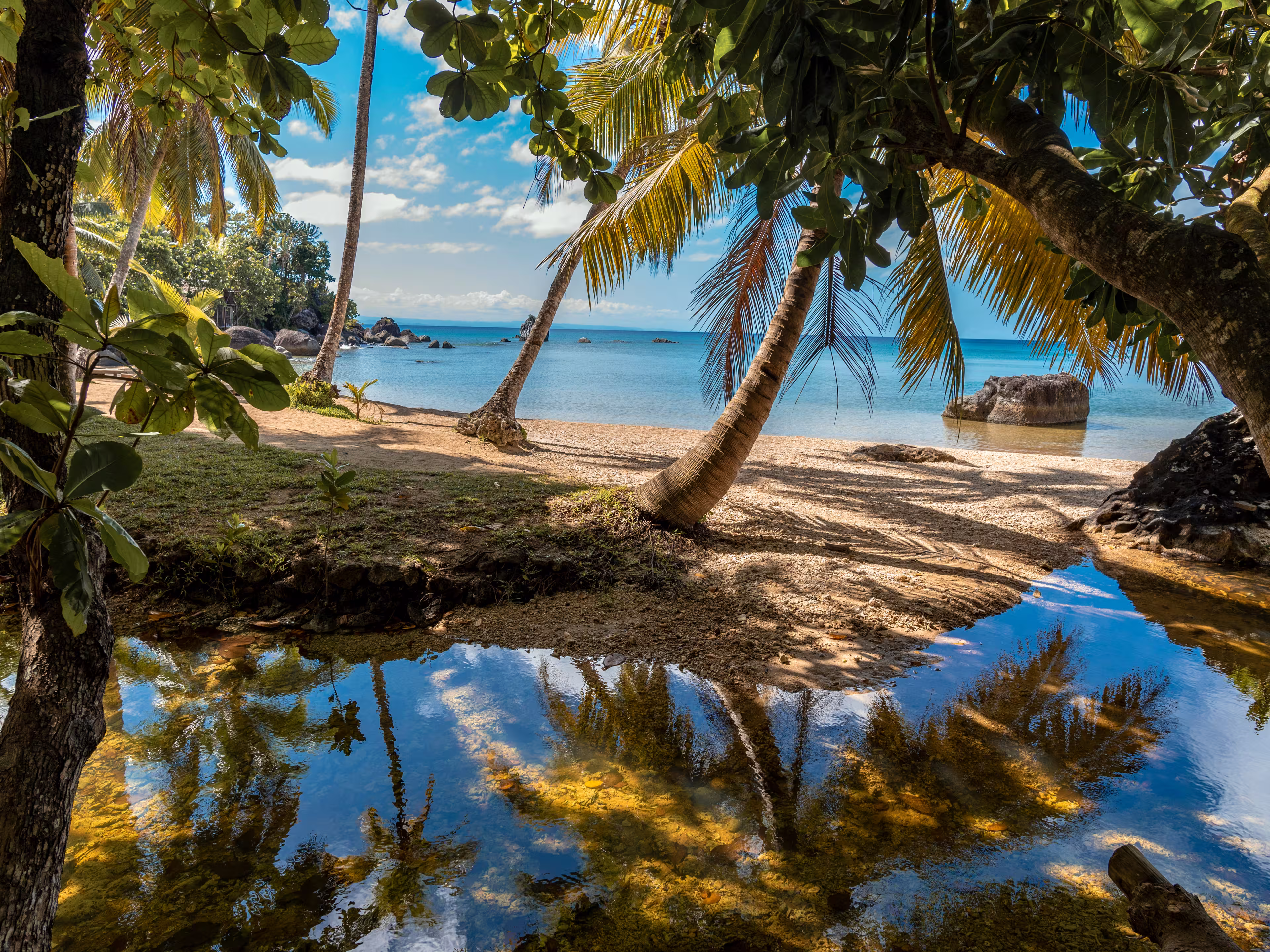 Paradise, beautiful sand beach in Madagascar, ile Saint Marie. Island