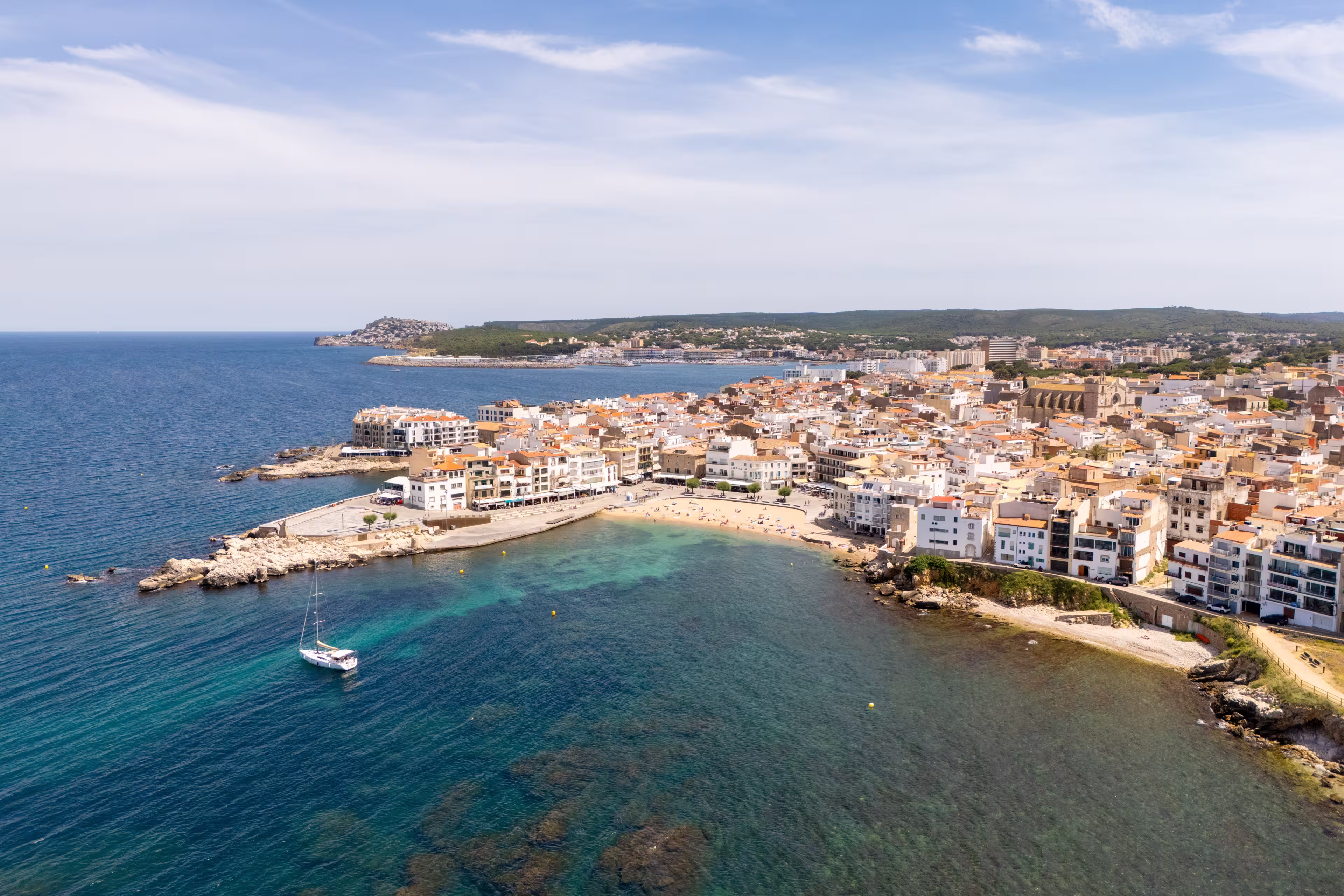 L'escala village showing beach, mediterranean sea, and coastline in catalonia