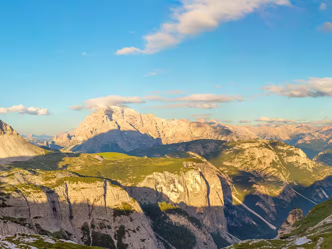 Panorama of the Tre Come di Lavaredo peaks