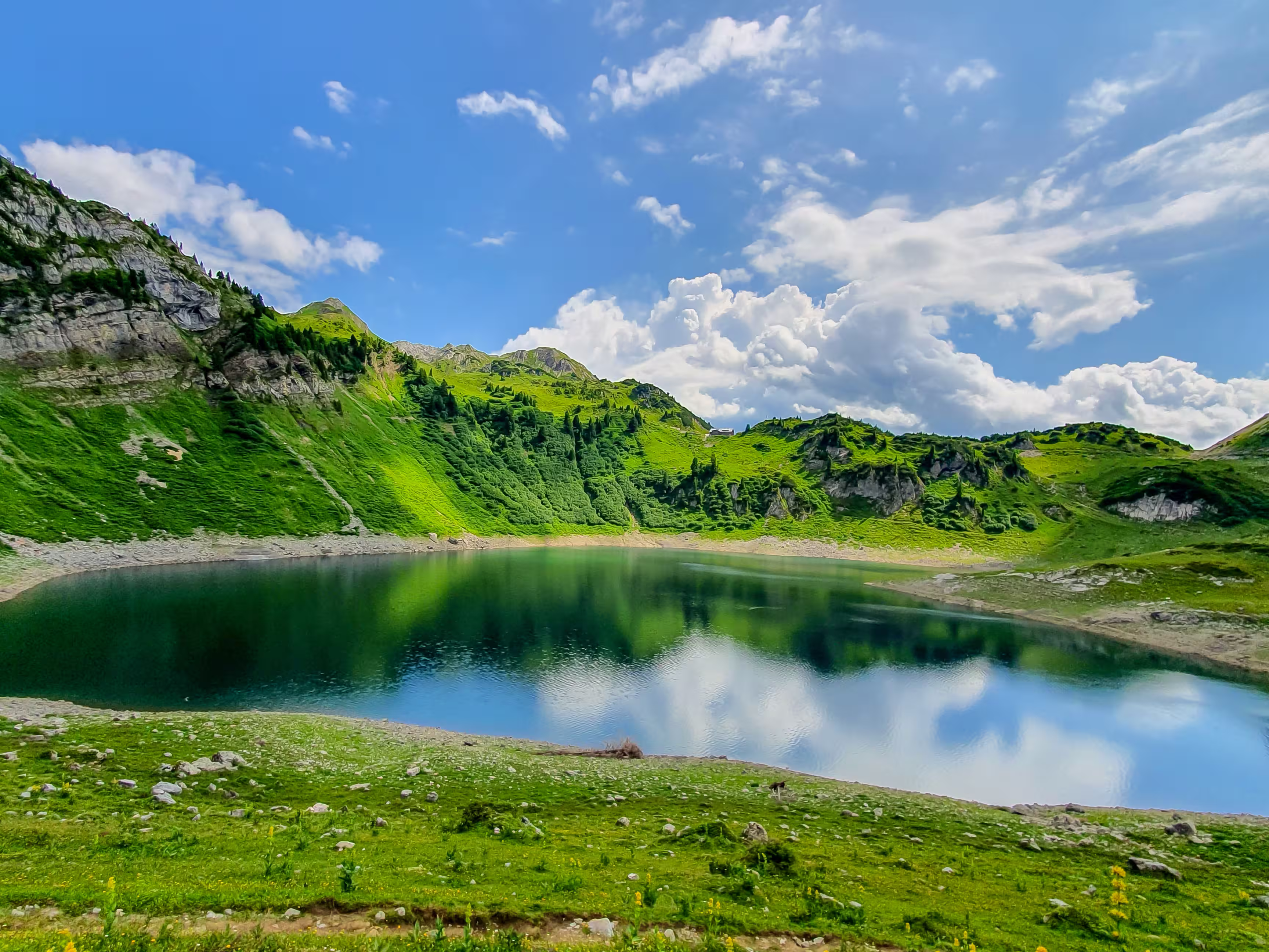 Mountain Lake Formarinsee. Crystal clear mountain lake. Austria's Most Beautiful Place in 2015.
