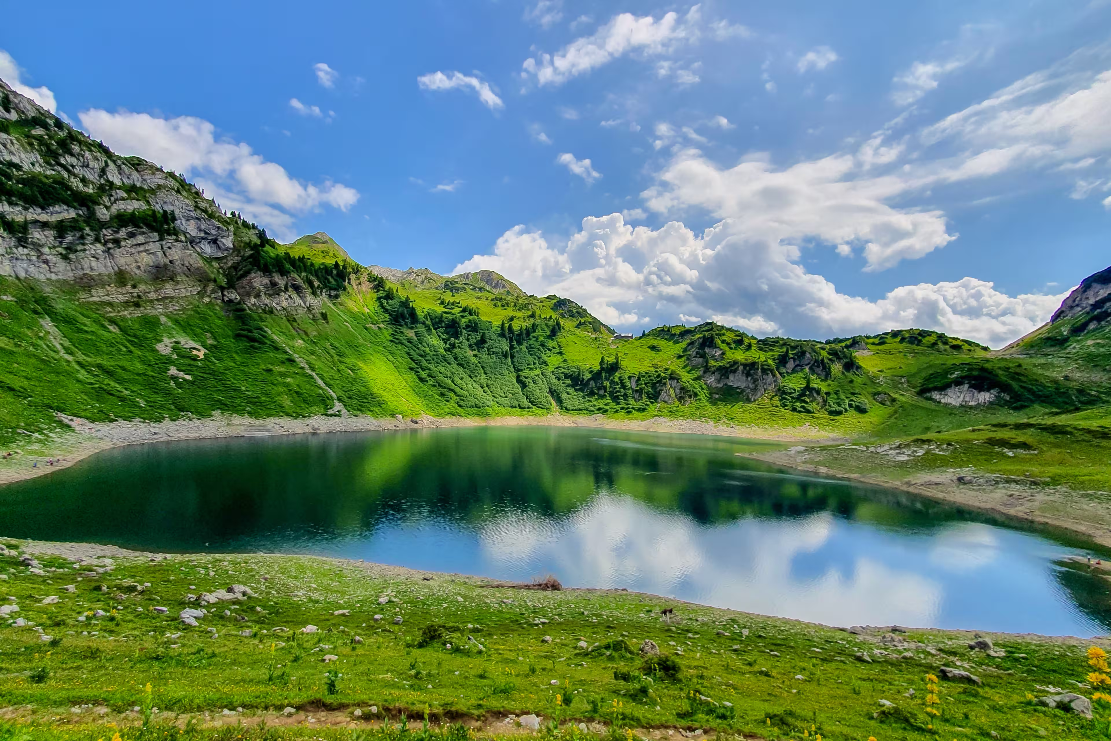 Mountain Lake Formarinsee. Crystal clear mountain lake. Austria's Most Beautiful Place in 2015.