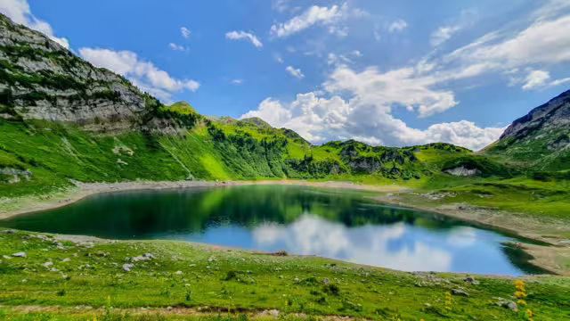 Mountain Lake Formarinsee. Crystal clear mountain lake. Austria's Most Beautiful Place in 2015.