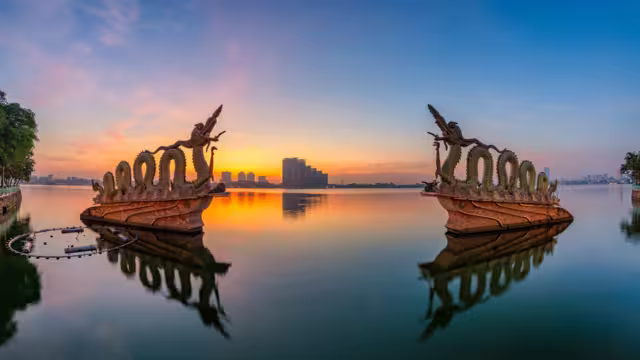 West Lake Dragons statue in Hanoi. The dragons which set the Vietnam Guinness record as the country’s biggest at the 1,000th anniversary of Thang Long-Hanoi