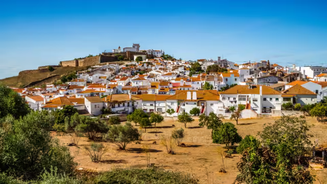 Cityscape of historic town with castle, Estremoz, Alentejo. Portugal