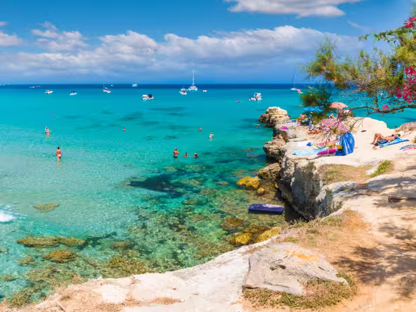 Coastal sceneries of Baia dei Turchi, Otranto town,  Puglia region, Italy