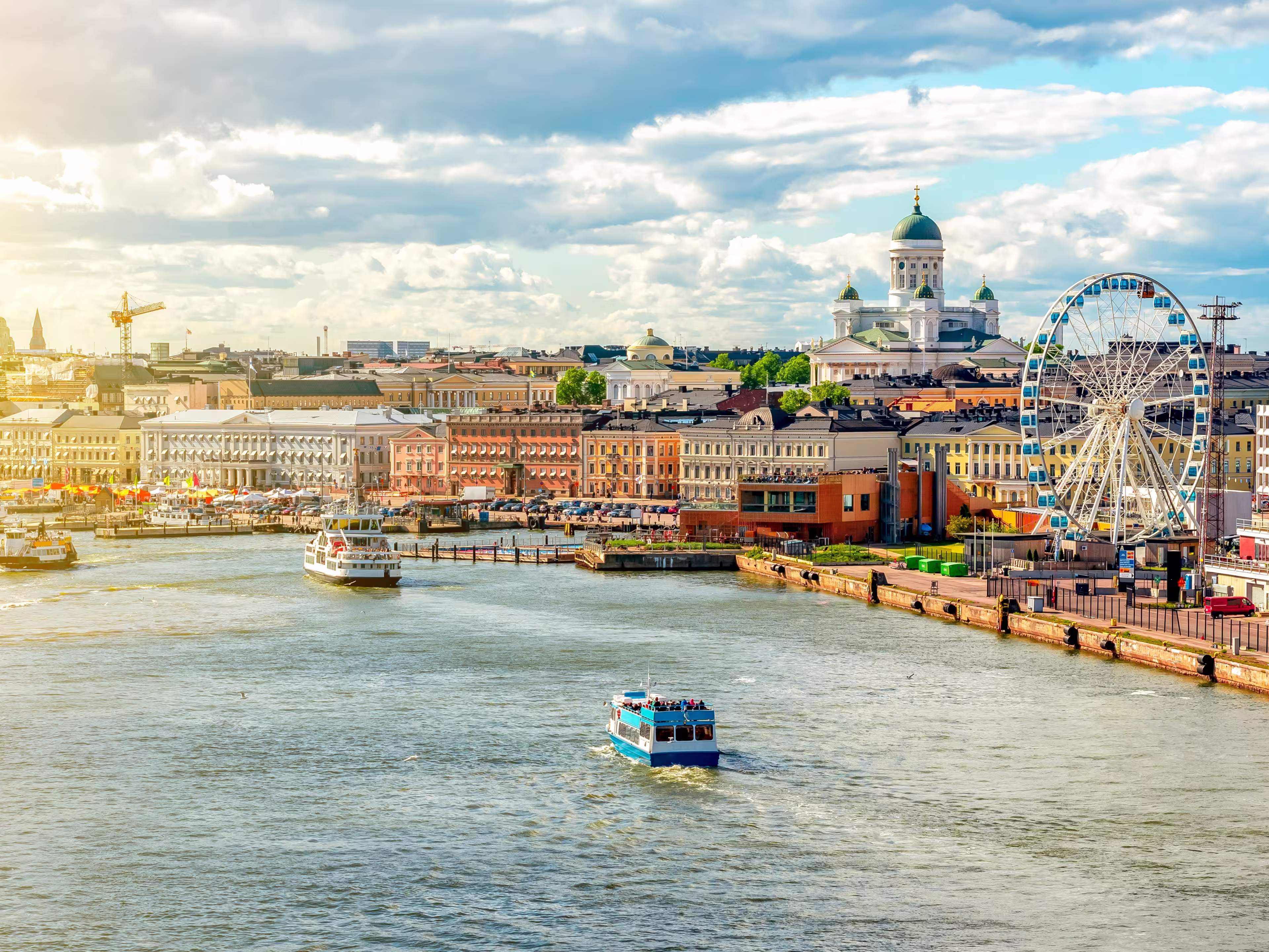 Helsinki cityscape with Helsinki cathedral and Market square, Finland
