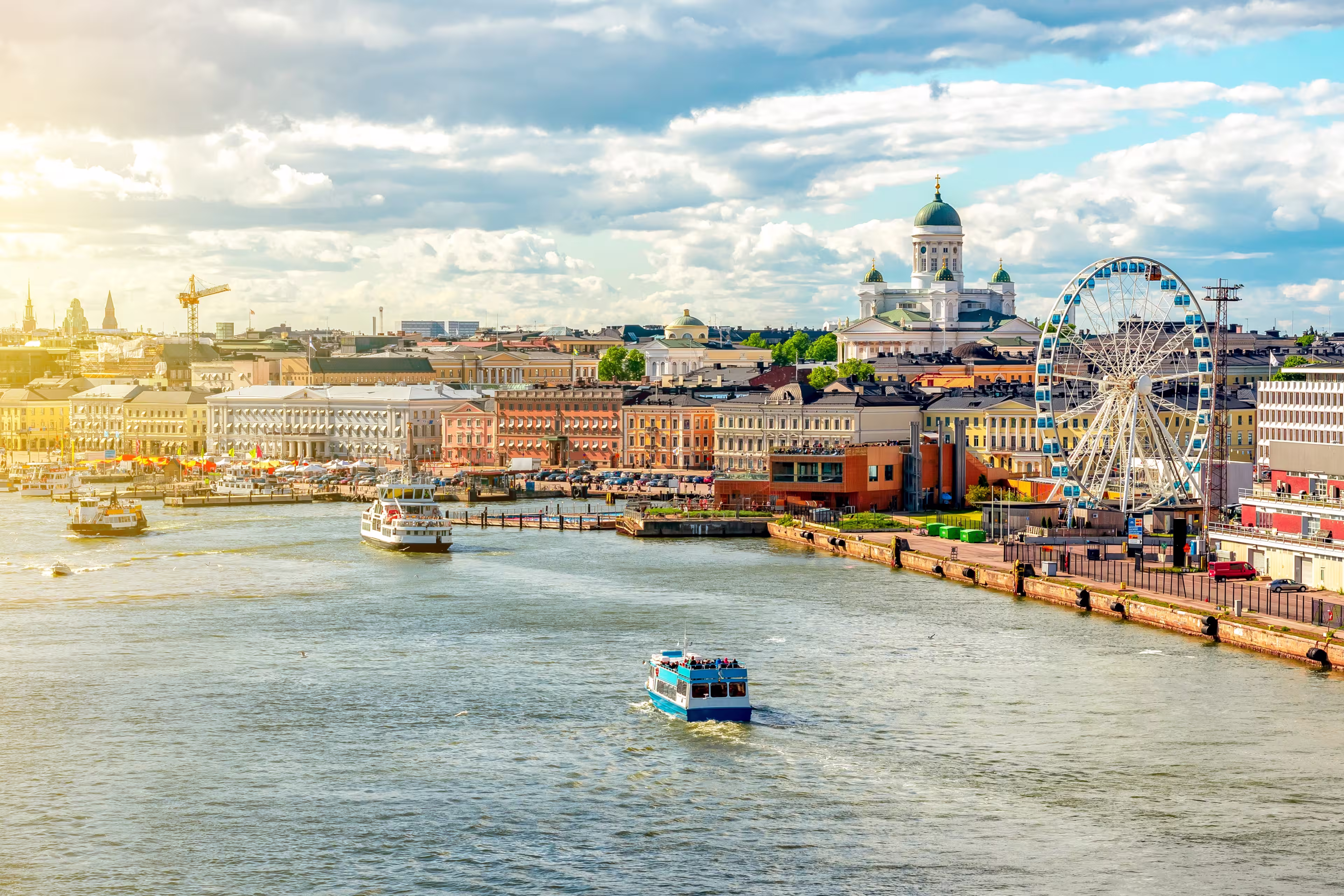 Helsinki cityscape with Helsinki cathedral and Market square, Finland