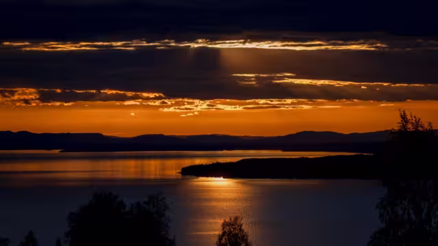Sunset over Lake Siljan in Tallberg