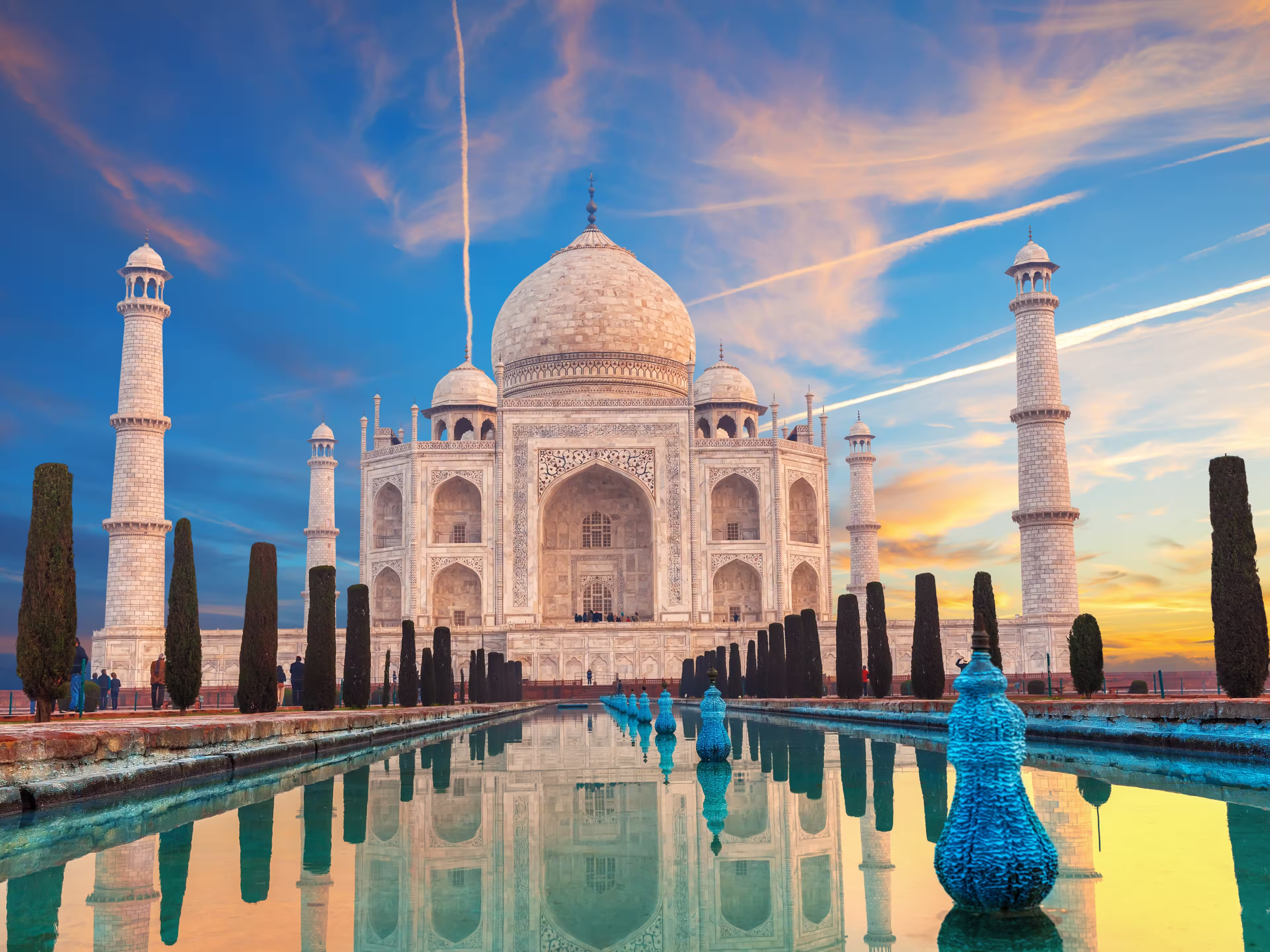 Taj Mahal sunset view, a UNESCO World Heritage Site, famous landmark of Agra, India